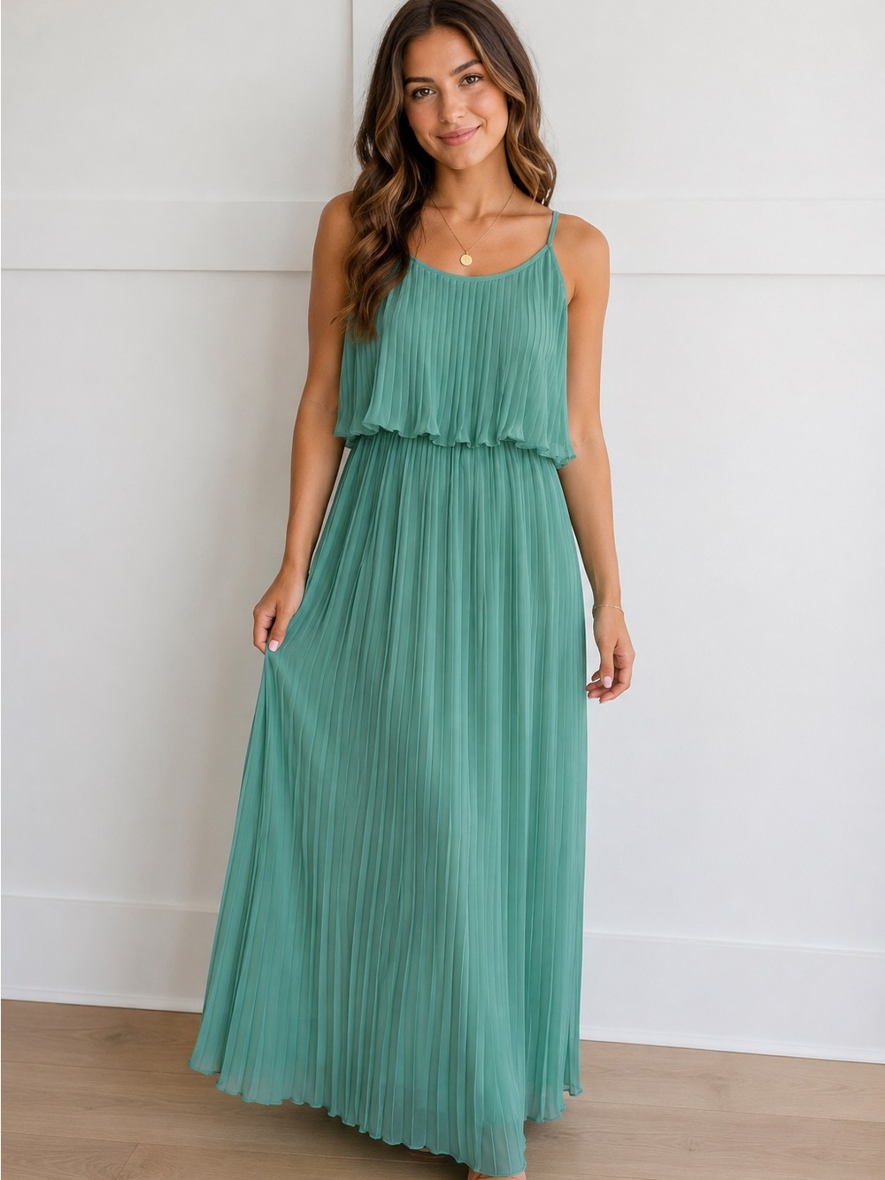 Forever 21 Pleated Maxi Dress in Seafoam Green